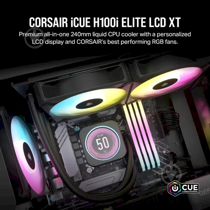 Система водного охлаждения Corsair iCUE H100i Elite LCD XT Display Liquid CPU Cooler (CW-9060074-WW) - фото 6