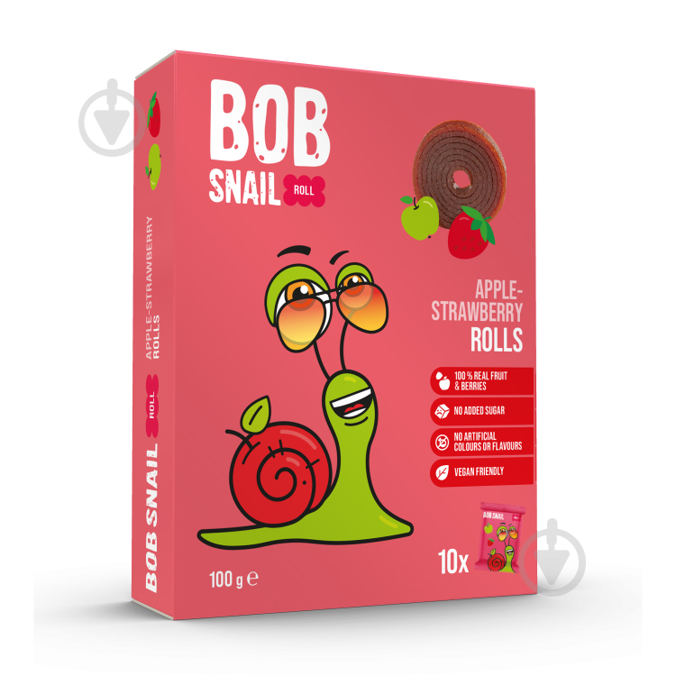 Цукерки натуральні Bob Snail Яблучно-Полуничні 100 г - фото 1