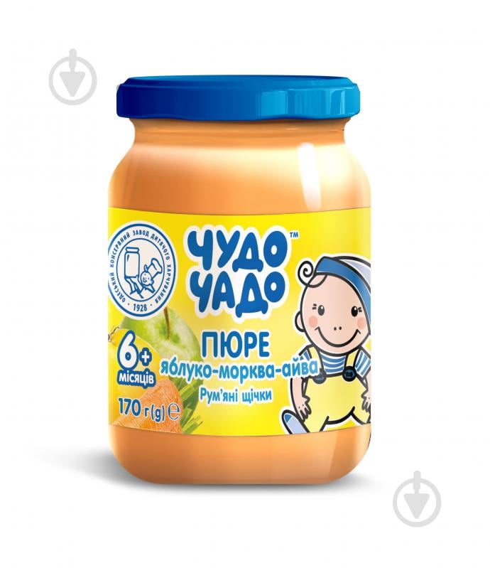 Пюре Чудо-Чадо Яблуко, морква і айва з вітаміном С 170 г 4820016251434 - фото 1 Пюре Чудо-Чадо Яблуко, морква і айва з вітаміном С 170 г 4820016251434 - фото 1