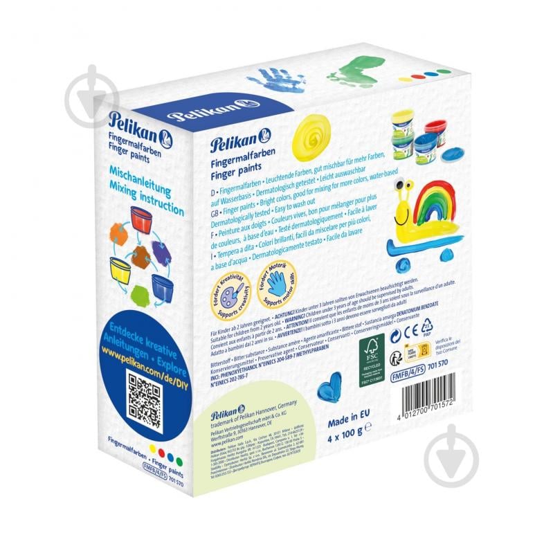 Краски пальчиковые Basic 4х100 г базовые цвета Pelikan - фото 3