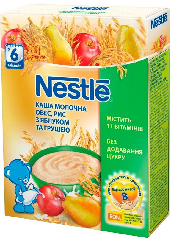 Каша молочная Nestle от 6 месяцев овес, рис с яблоком и грушей 200 г - фото 1