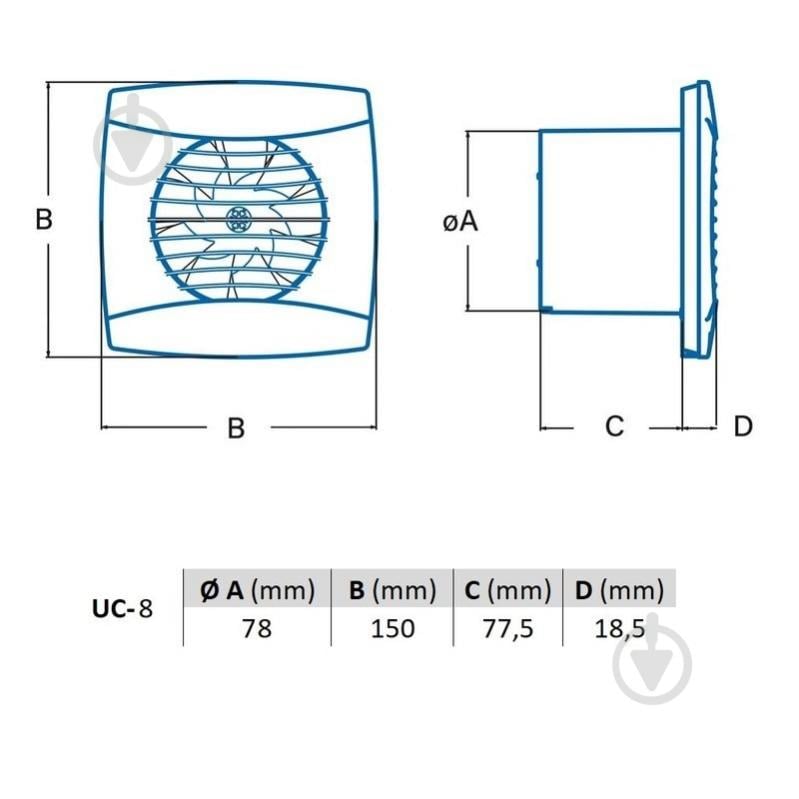 Витяжний вентилятор Cata UC-8 01500000 - фото 10