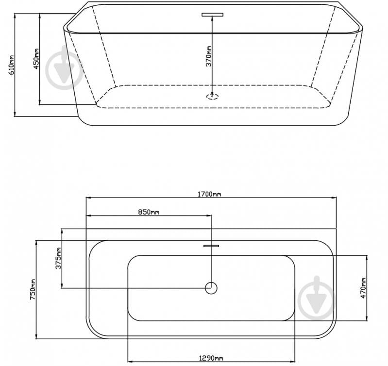 Ванна акрилова EGO Logic 170х75 см окремостояча MS-04 - фото 5 Ванна акрилова EGO Logic 170х75 см окремостояча MS-04 - фото 5