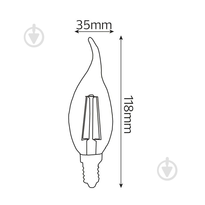 Лампа світлодіодна HOROZ ELECTRIC FILAMENT FLAME-4 CA37 4 Вт E14 2700 К 220 В прозора 001-014-0004-010 - фото 2