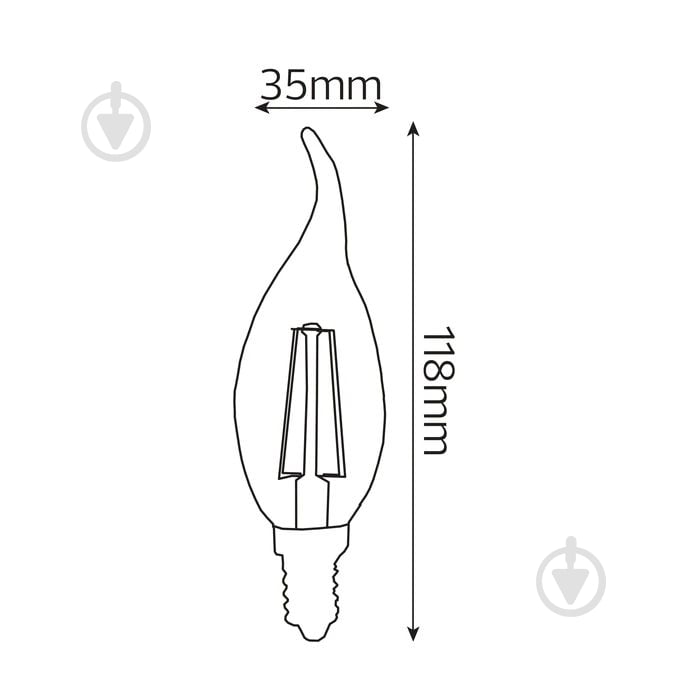 Лампа світлодіодна HOROZ ELECTRIC FILAMENT FLAME-4 CA37 4 Вт E14 4200 К 220 В прозора 001-014-0004-030 - фото 2