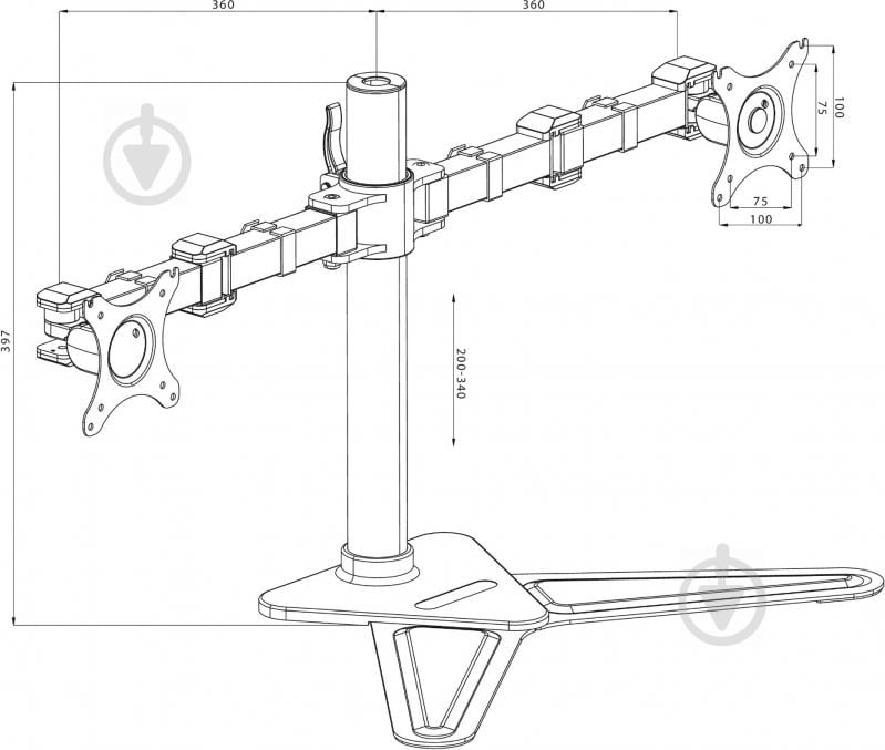 Крепление для монитора Iiyama DS1002D-B1 поворотно-наклонные 10"-30" черный - фото 8