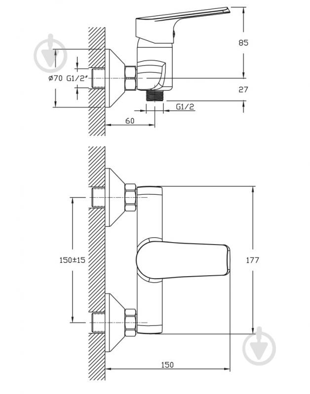 Змішувач для душу Water House Slim HB9416169C - фото 3 Змішувач для душу Water House Slim HB9416169C - фото 3