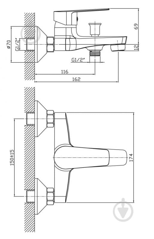 Смеситель для ванны Water House Modern HB101 - фото 6