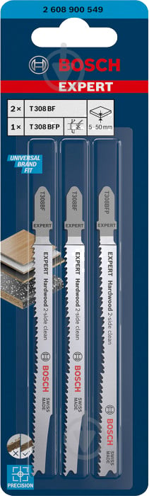 Набір пилок для електролобзика Bosch HardWood JSB 3 шт. 2608900549 - фото 2