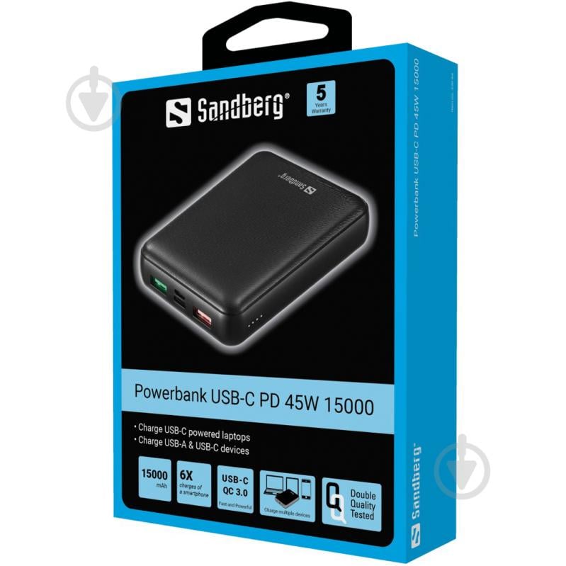 Повербанк Sandberg 15000 mAh black (420-66) - фото 2