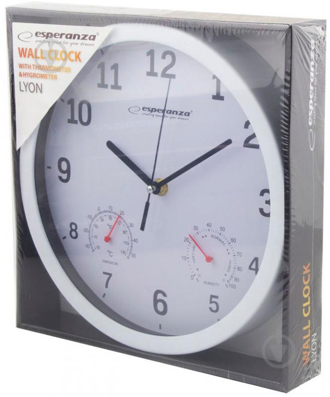 Годинник настінний Wall Clock Lyon EHC016W 25см White Esperanza - фото 2