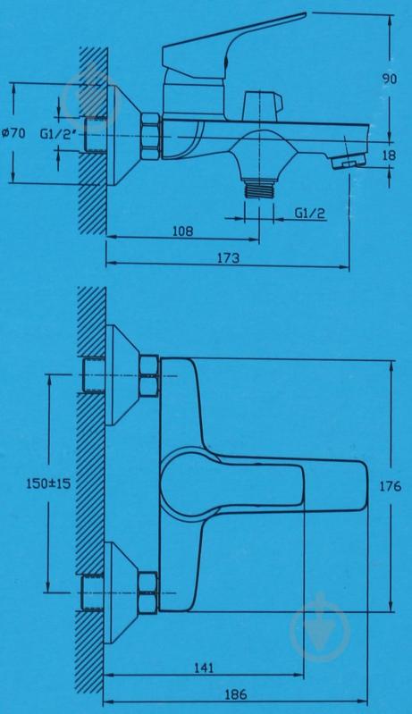 Смеситель для ванны Water House Eco HB6437145C - фото 3