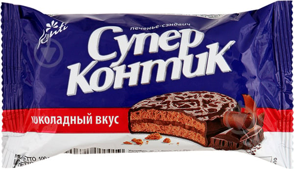 Печиво-сандвіч Konti СуперКонтік Шоколадний смак 100 г (4823012232049) - фото 1