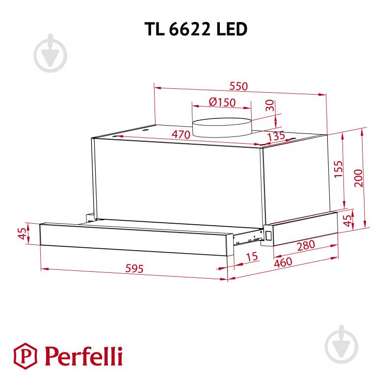 Вытяжка Perfelli TL 6622 BL 1000 LED телескопическая - фото 12