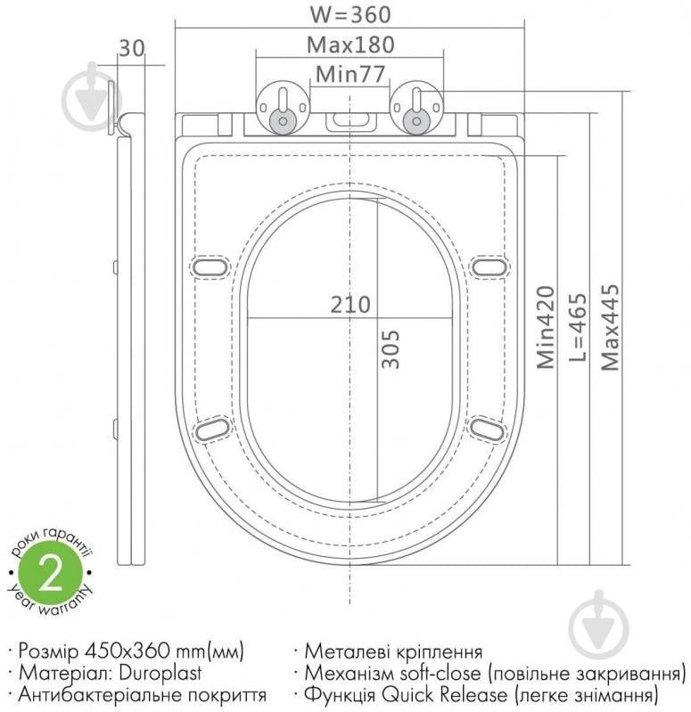 Сиденье для унитаза ScandiSPA soft-close 45x36 см - фото 2