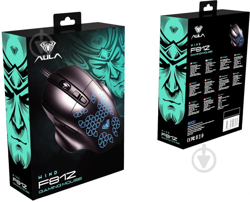 Миша Aula ігрова дротова F812 Wired gaming mouse with 7 keys black (6948391213132) - фото 8