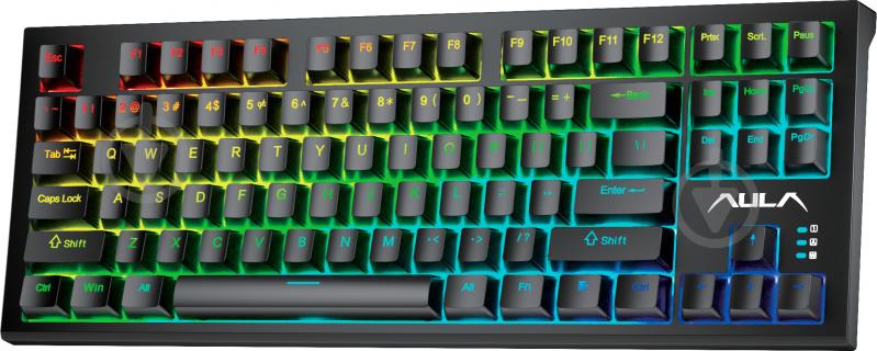 Клавиатура игровая Aula F3032 (6948391201740) Mechanical Black keycaps plus 21 Yellow keys KRGD EN/UA brown - фото 1