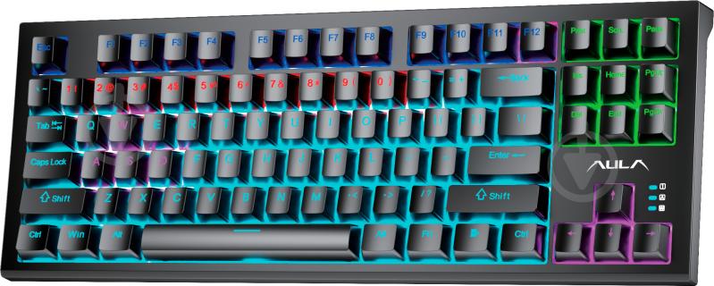 Клавиатура игровая Aula F3032 (6948391201740) Mechanical Black keycaps plus 21 Yellow keys KRGD EN/UA brown - фото 2