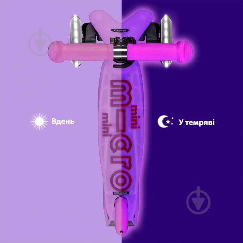 Самокат Micro серии Mini Deluxe Glow LED розовый MMD217 - фото 6