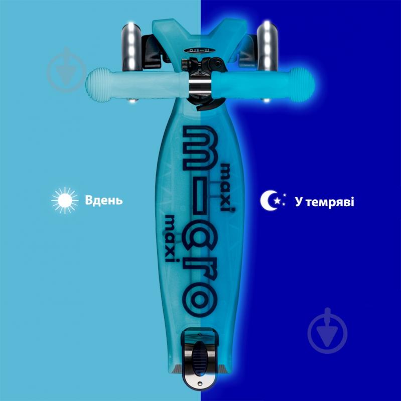 Самокат Micro серии Maxi Deluxe Glow LED синий хрусталь MMD366 - фото 5
