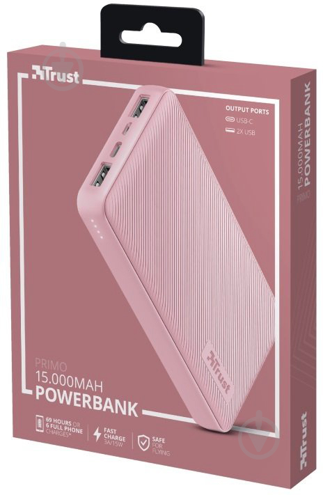 Повербанк Trust Primo 15000 mAh pink (23901_TRUST) - фото 7