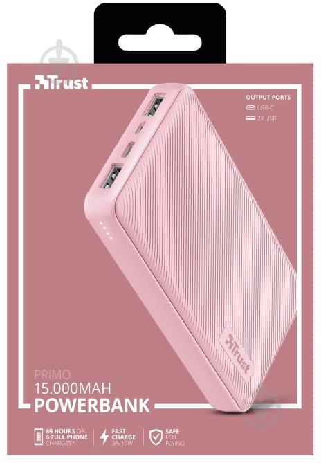 Повербанк Trust Primo 15000 mAh pink (23901_TRUST) - фото 6