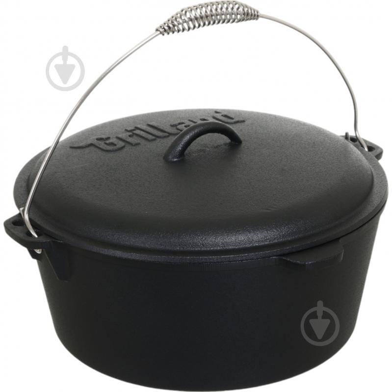 Казан Grilland ø315 мм 135 мм 8 л чавунний туристичний з кришкою UHR111705 - фото 2