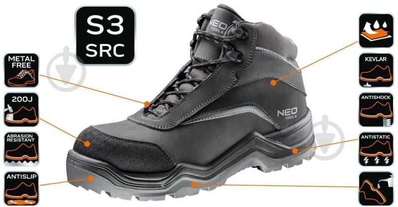 УЦІНКА! Черевики робочі NEO tools S3 SRC нубук CE р.46 82-151 чорний (УЦ №2560) - фото 3 УЦІНКА! Черевики робочі NEO tools S3 SRC нубук CE р.46 82-151 чорний (УЦ №2560) - фото 3