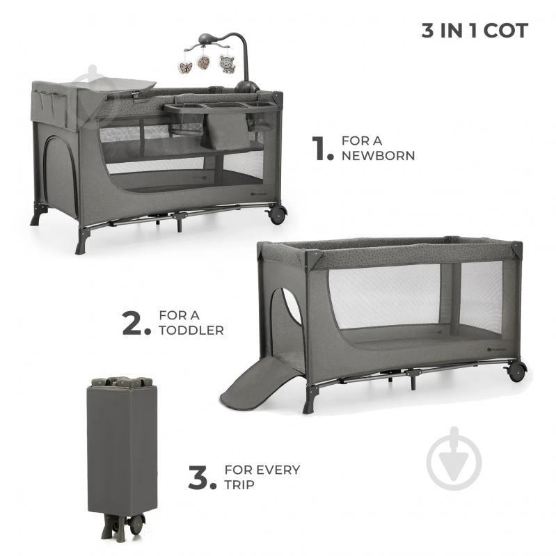 Манеж-кровать Kinderkraft Joy 2 Dark Grey KLJOY02DGR000AC - фото 4