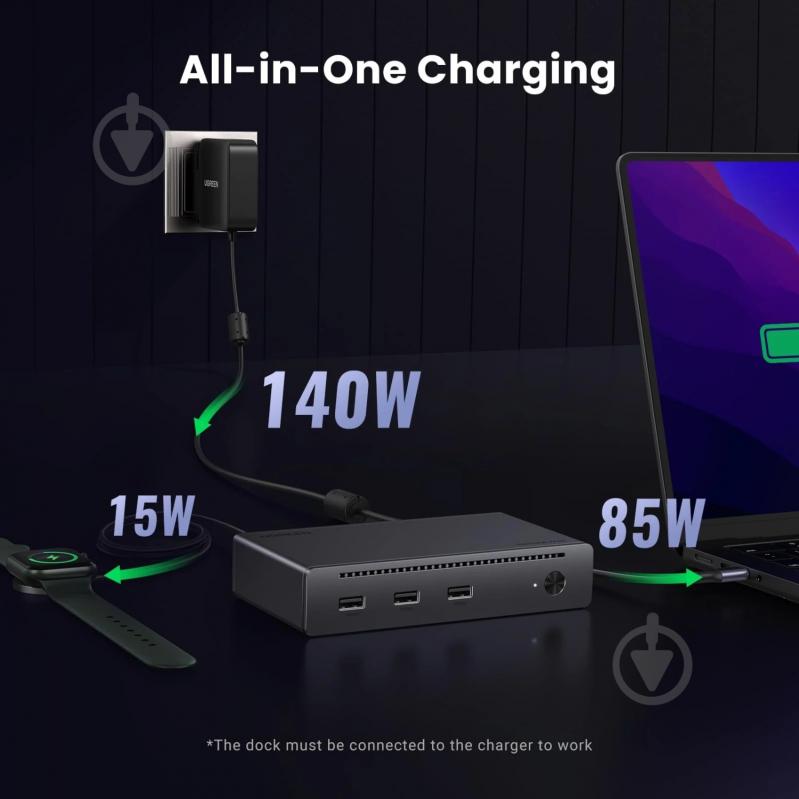 Док-станция UGREEN U708 dark grey (25053EU) - фото 4