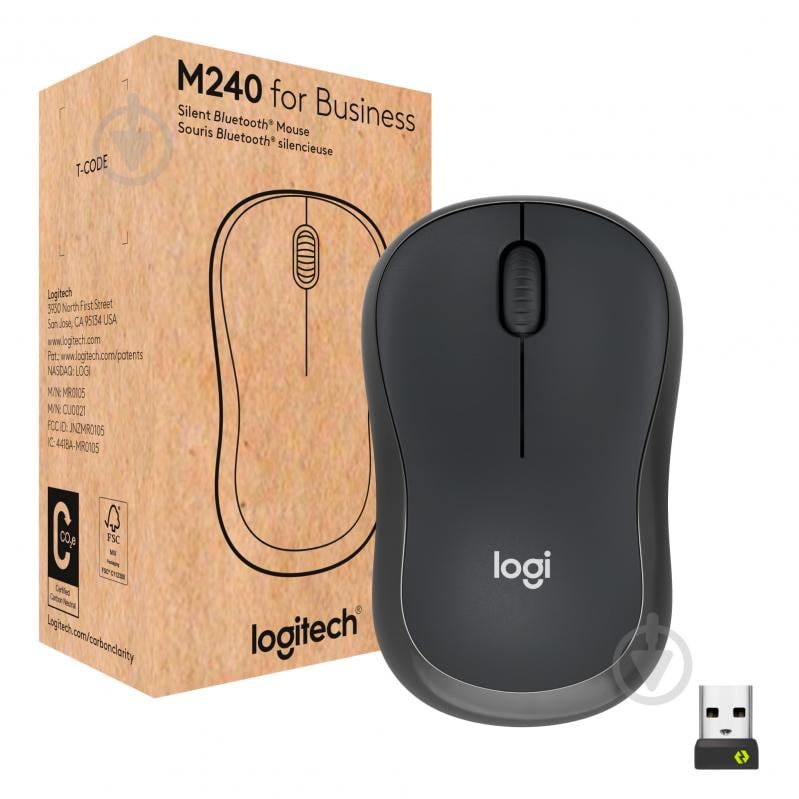 Мышка беспроводная Logitech M240 for Business black/grey (910-007182) - фото 1