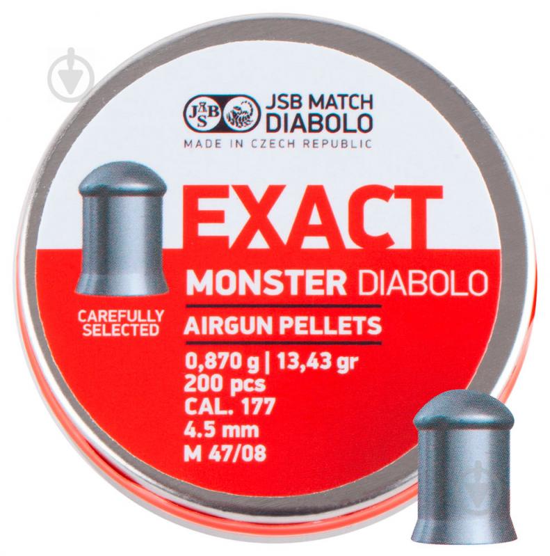 Пули пневматические JSB Diabolo Exact Monster 4,5 мм 0,87 г 200 шт. - фото 