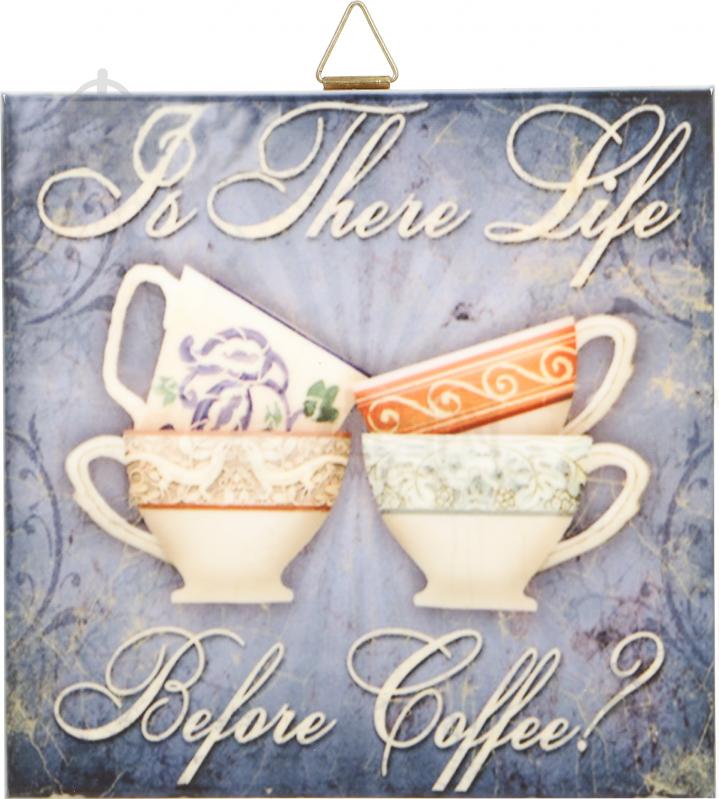 Панно Is There Life Before Coffee? 20x20 см - фото 1 Панно Is There Life Before Coffee? 20x20 см - фото 1
