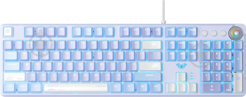 Клавіатура Aula Mechanical F2088 PRO (6,94839E+12) plus 9 Purple keys KRGD blue white/violet - фото 1