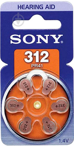 Батарейка Sony 312 (PR41) 6 шт. (PR312D6A/PR312D6N) - фото 1