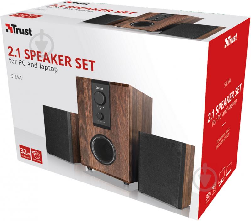 Акустическая система Trust Silva Speaker Set 2.1 brown - фото 4