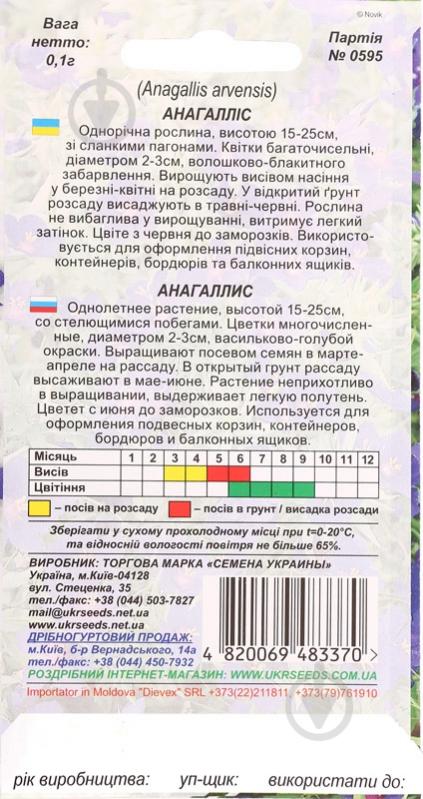 Семена Насіння України анагаллис 0,1 г - фото 2
