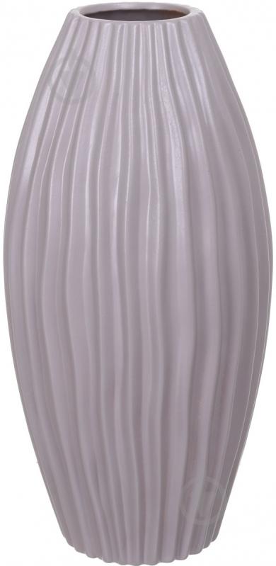 Ваза керамічна Stripe, 16.5х34 см 34 см сіра 14012 - фото 1 Ваза керамічна Stripe, 16.5х34 см 34 см сіра 14012 - фото 1