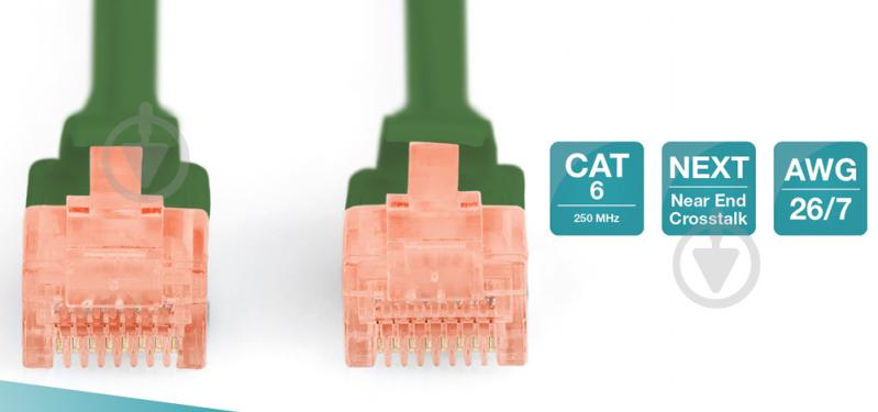 Патч-корд Digitus Cat 6 UTP AWG 26/7 CCA PVC 1 м зеленый - фото 3