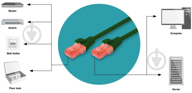 Патч-корд Digitus Cat 6 UTP AWG 26/7 CCA PVC 1 м зелений - фото 2