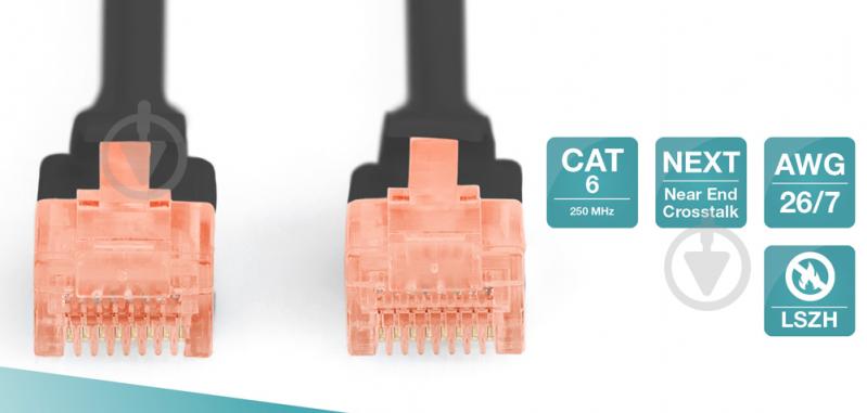 Патч-корд Digitus Cat 6 UTP AWG 26/7 Cu LSZH 1 м чорний - фото 2