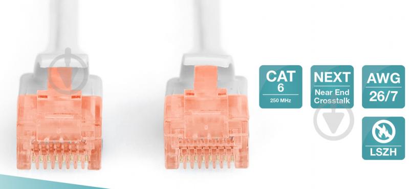 Патч-корд Digitus Cat 6 UTP AWG 26/7 Cu LSZH 20 м сірий - фото 2