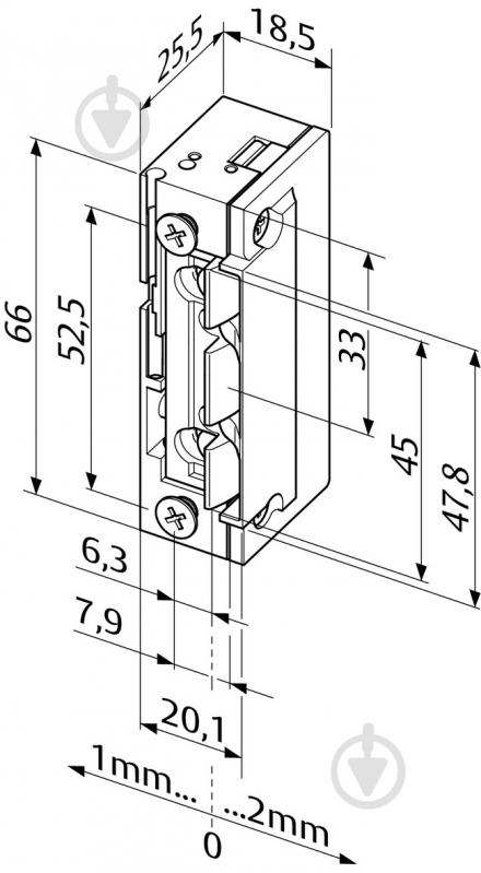 Електрозасувка EFF EFF 118.13 A71 ProFix 2 FaFix (10-24V_AC/DC) НЗ універсальна з вузьким корпусом - фото 3