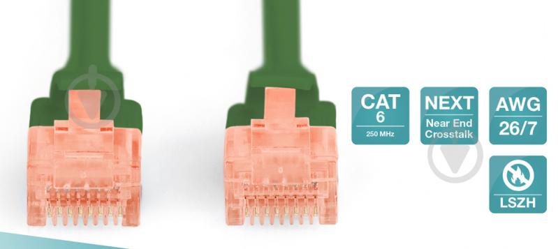 Патч-корд Digitus Cat 6 UTP AWG 26/7 Cu LSZH 2 м зелений - фото 4