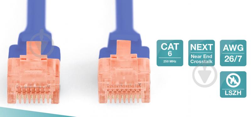 Патч-корд Digitus Cat 6 UTP AWG 26/7 Cu LSZH 2 м синій - фото 2