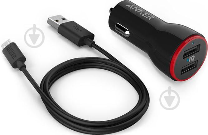 Автомобильное зарядное устройство Anker PowerDrive 2 + micro USB 0.9 м (B2310012) - фото 1