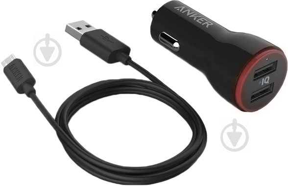 Автомобильное зарядное устройство Anker PowerDrive 2 24W + micro USB 0.9 m V3 Black B2310H11 - фото 1