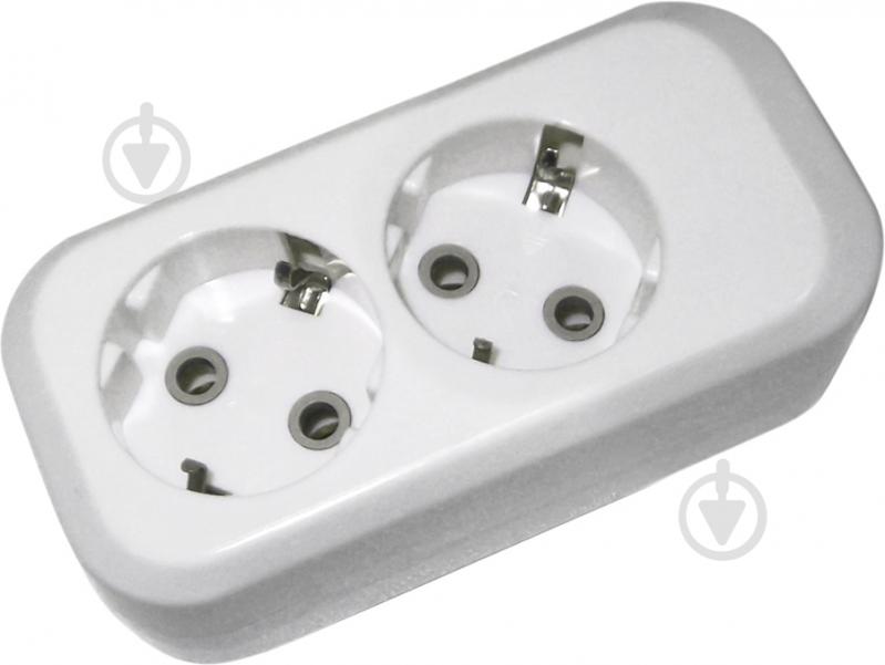 Колодка Electraline с заземлением 2 гн. без выключателя белый 82113 - фото 1