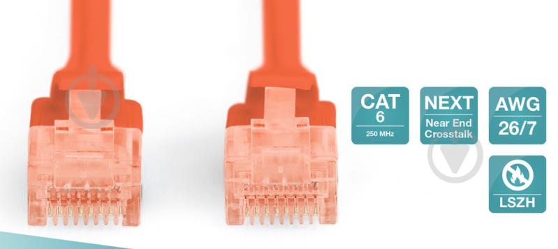 Патч-корд Digitus Cat 6 UTP AWG 26/7 Cu LSZH 3 м червоний - фото 3