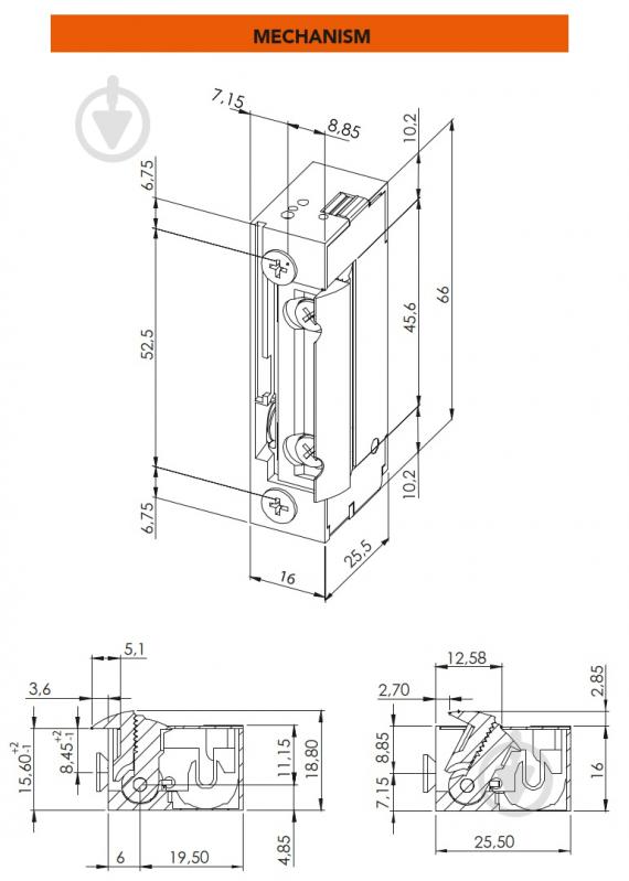 Электрозащелка DORCAS 99-2 AF FaFix (W/O_SP 10-24V_AC/DC) НЗ_А универсальная с узким корпусом - фото 2